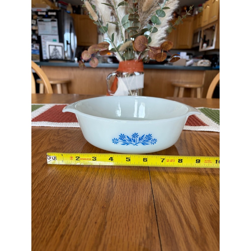 Anchor Hocking Fire-King‎ Blue Cornflower Milk Glass Casserole Dish 1.5 Qt 437